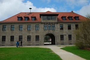 The camp administration building. "Arbeit Macht Frei" was the cruel lie posted near here. 