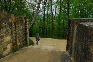 Margie Weiler makes her way to the castle ruins