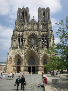 The soaring towers of the cathedral where French kings were crowned