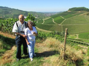 Taking in the panorama of vineyards above Durbach, Baden-Württemberg, Germany. 
