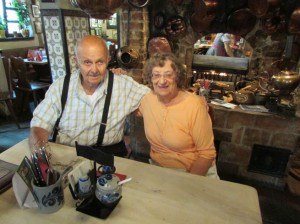 Ken and Gloria took a break from ancestral discoveries to enjoy sausages in a kitchen dating back to the late 15th century in Nurnberg, Germany in September of 2013.  