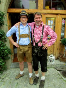 Toru guide and owner of European Focus (right) puts on his lederhosen only once per year, at Oktoberfest time. Here he is with his friend Markus Brenner, owner of our favorite restaurant in Rothenburg ob der Tauber. 