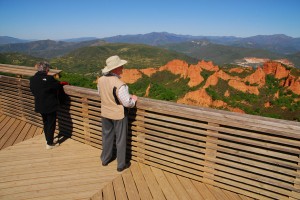 Our guests Peter and Gayle look out over an ancient Roman gold mine in Spain during their summer, 2014 tour. Their third trip will take place in June of 2015 and will go to Austria. 