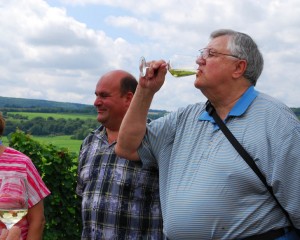 Carl and his cousin Jorge in the vineyards near Veldenz, Germany